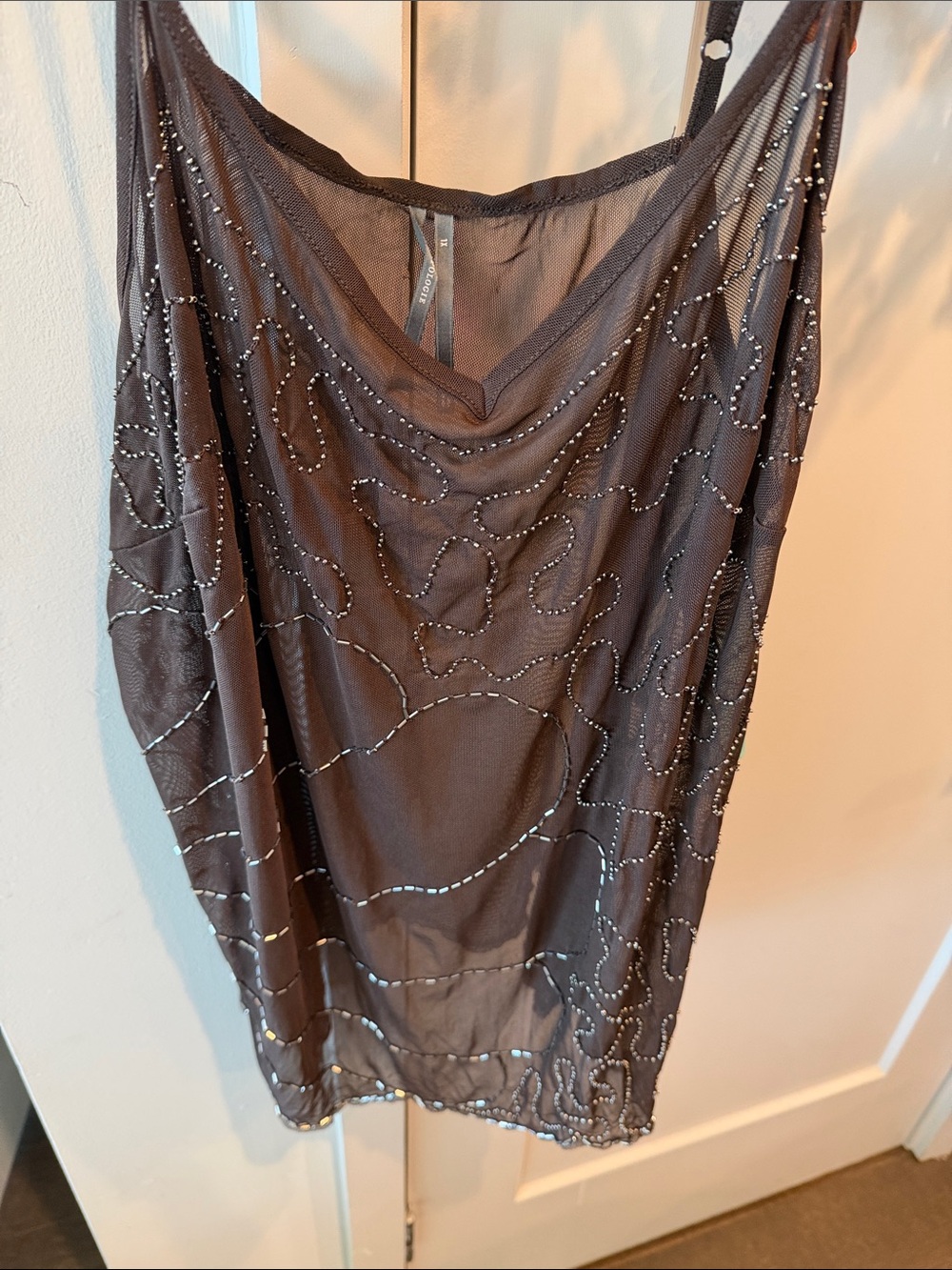 Beaded Charcoal Gray Womens Cami Top - Picture 2 of 4